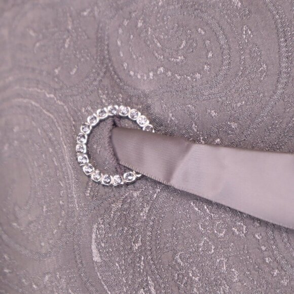 SILVER BROCADE DRESS 10 Jade Formal Cocktail Metallic Belted Cinched Classic - Picture 6 of 12